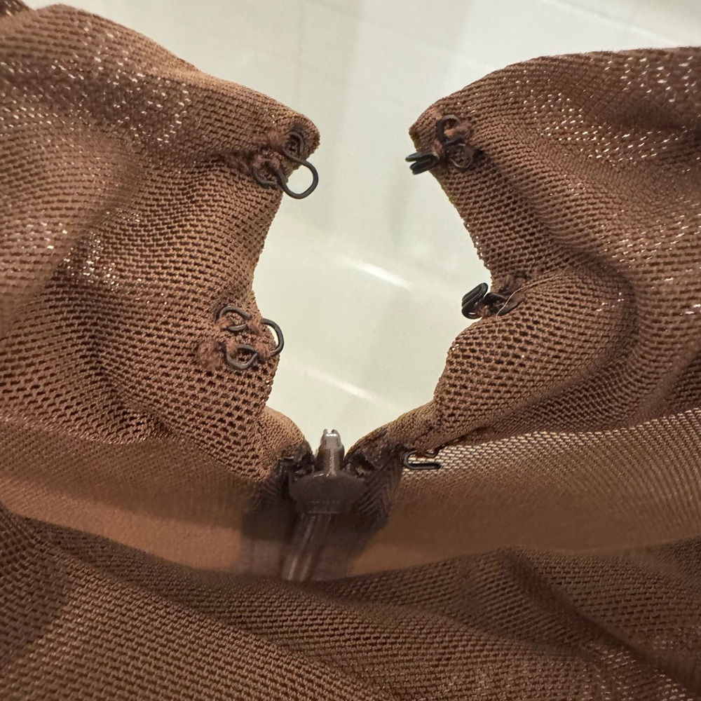 Amanda Uprichard Brown Long Sleeve Mesh Mini Dress - Picture 9 of 13